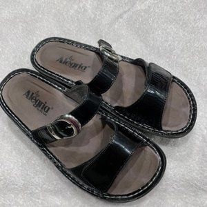 Alegria by PG Lite KAR 101 Patent Leather Slide Sandals Black Size 8